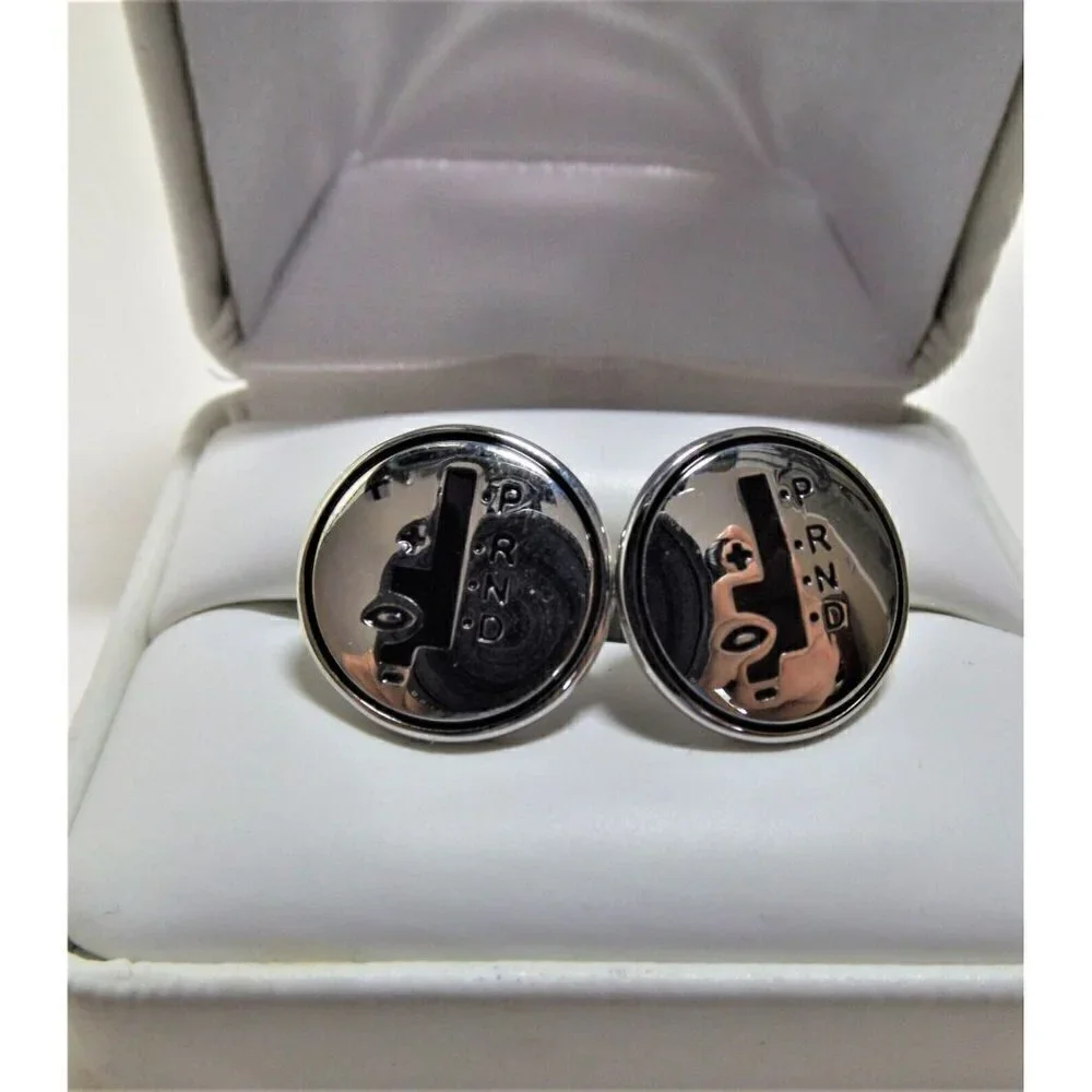 Auto Car Racing Stick Shift  silver tone cuff links new in box